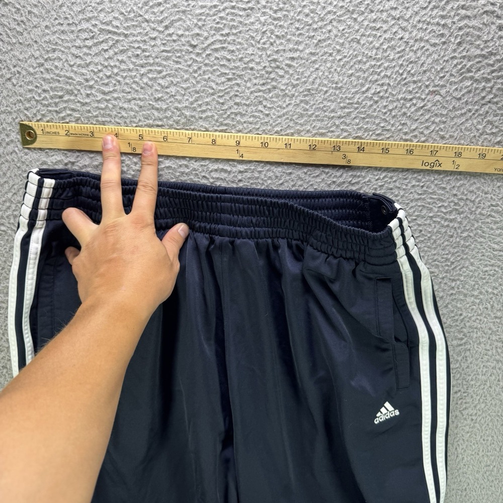 Adidas Breakaway Snap Pants Mens XL Blue Trefoil Striped Baggy Hemmed 36x24 - Picture 11 of 12